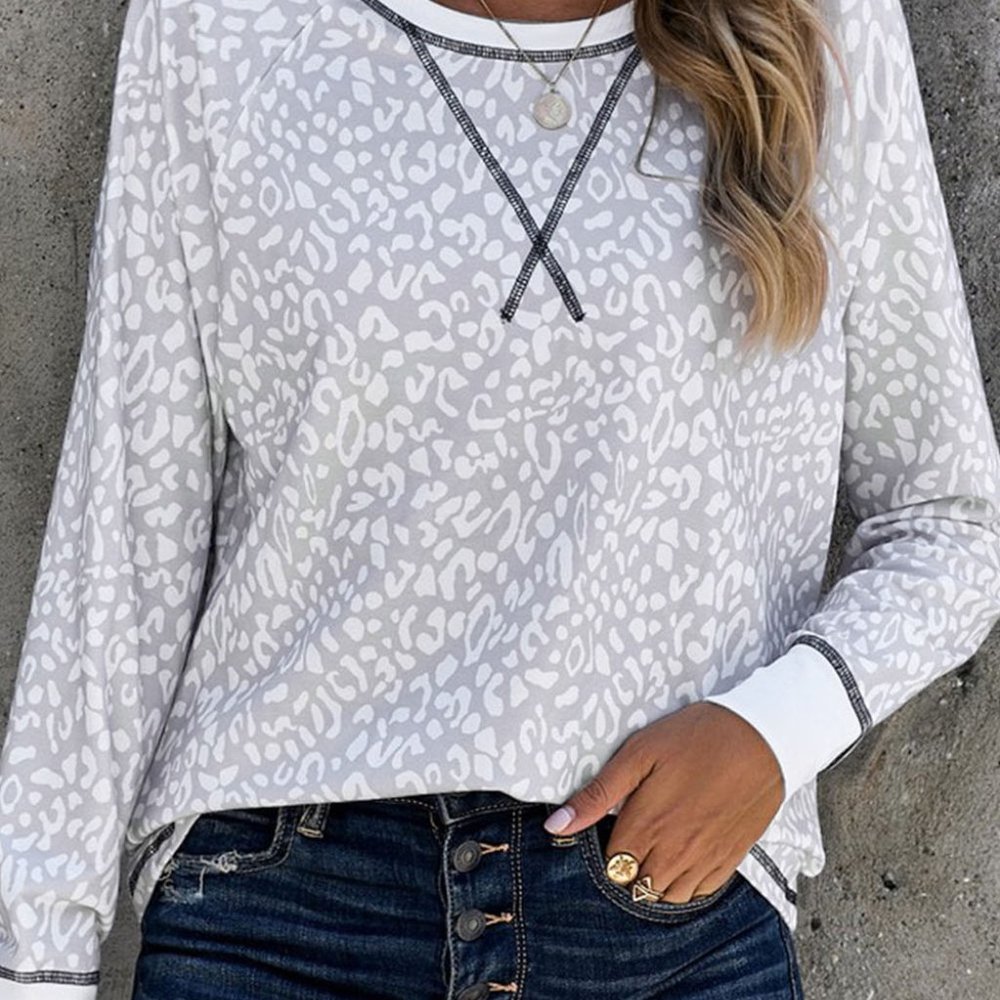 Everyday Leopard Print Top - Gray